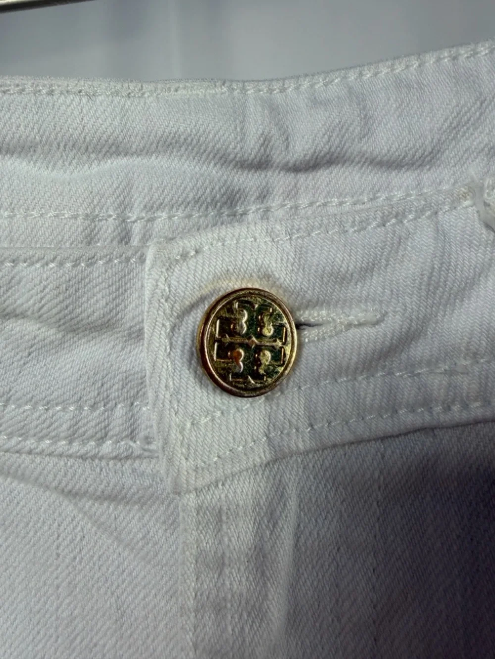 Tory‎ Burch Low Rise Cotton Blend Cropped White Jeans Size 25